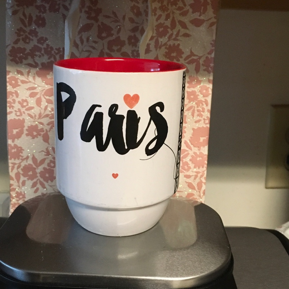 Paris Themed White and Red Mug